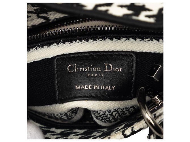 Dior White Mini Embroidered Canvas Houndstooth Lady D Lite Weiß - Ansicht 5