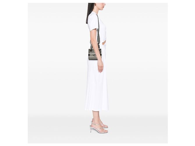 Dior White Mini Embroidered Canvas Houndstooth Lady D Lite Weiß - Ansicht 6
