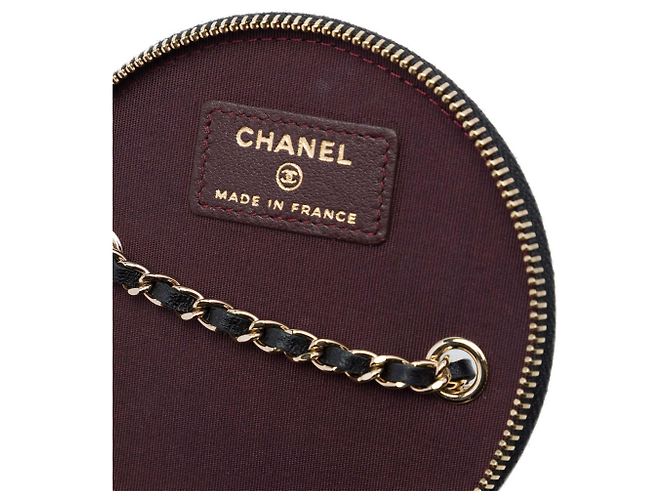 Vanity Necessaire Chanel in pelle di agnello matelassé nera con catena e ciondolo Nero - vista 5