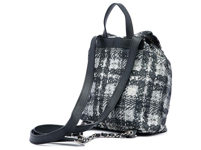 Zaino Chanel Black CC Nylon Tweed Printed Nero - vista 2