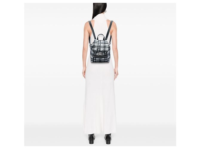 Zaino Chanel Black CC Nylon Tweed Printed Nero - vista 5