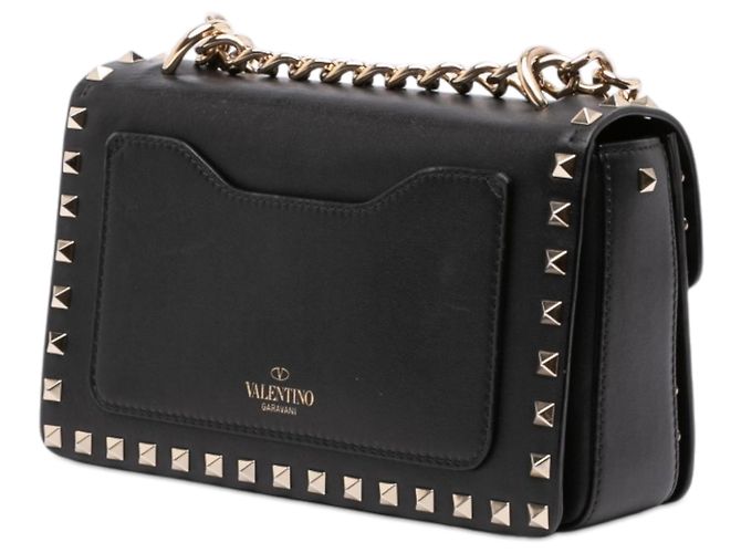Valentino Bolsa Tiracolo Rockstud em couro preto, pequena, com fecho e corrente - vista 2