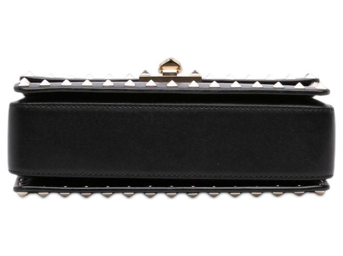 Valentino Bolsa Tiracolo Rockstud em couro preto, pequena, com fecho e corrente - vista 3