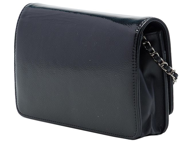 Wallet On Chain Chanel Portafoglio con catena CC in pelle vernice e caviar nera Nero - vista 2