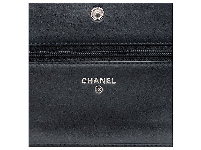 Wallet On Chain Chanel Portafoglio con catena CC in pelle vernice e caviar nera Nero - vista 5