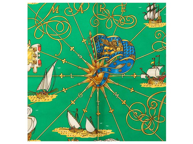 Hermès Green Voiles de Lumiere Seidentuch 90 Grün - Ansicht 7