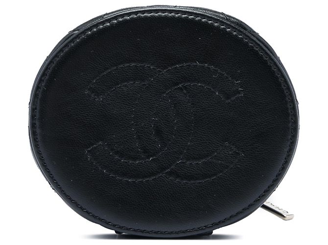 Chanel Mini Vanity Case aus schwarzem gestepptem Lammleder mit gerafftem Griff - Ansicht 3