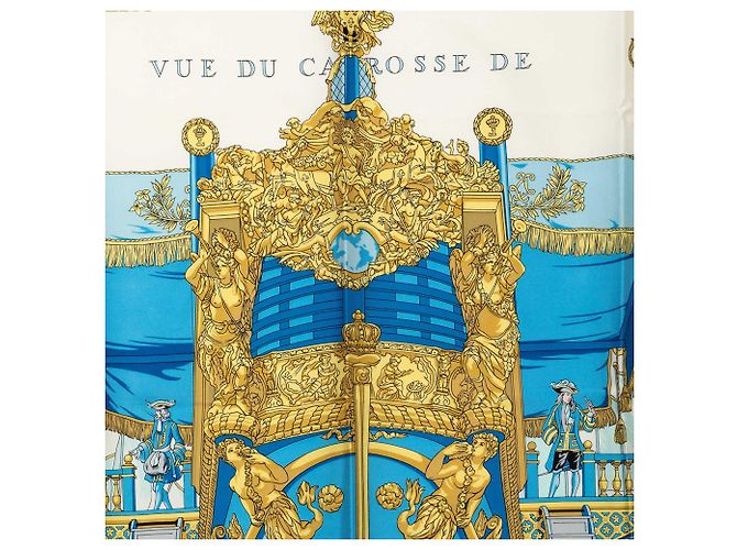 Foulard di seta Hermès White Vue Du Carrosse De Galere La Reale 90 Bianco Bianco sporco - vista 5