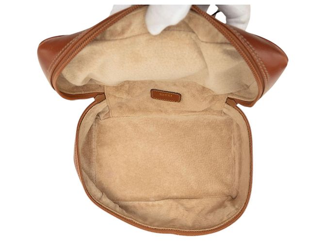 Borsa Vanity Gucci in pelle di vitello marrone con Horsebit - vista 4