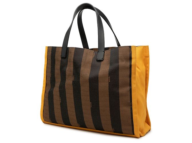 Fendi Tote aus braunem Pequin Canvas - Ansicht 2