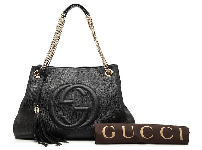 Gucci Soho Chain Tote aus Kalbsleder in Schwarz, Medium - Ansicht 7