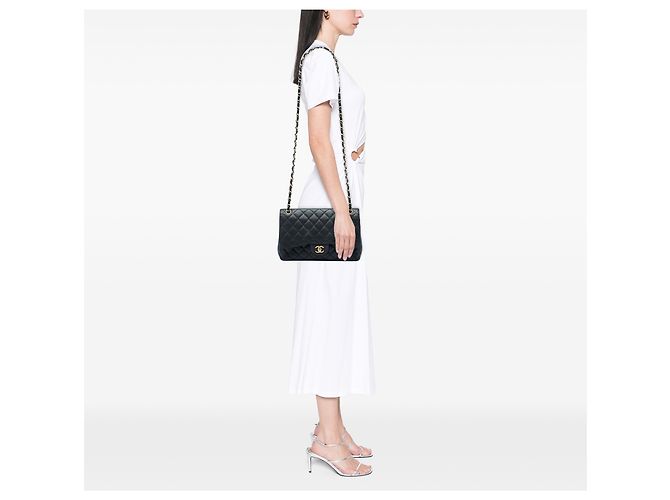 Chanel Black Jumbo Classic Caviar Double Flap Negro - vista 5