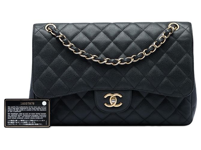 Chanel Black Jumbo Classic Caviar Double Flap Negro - vista 6