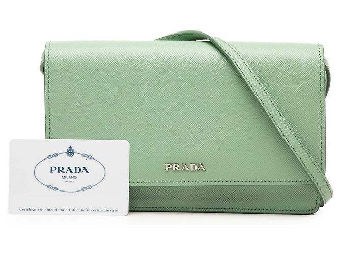 Carteira Prada Green Saffiano com alça Verde Verde claro - vista 7