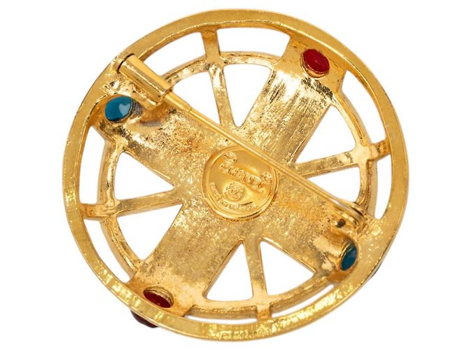 Spilla Gripoix Chanel Gold CC placcata oro D'oro - vista 2