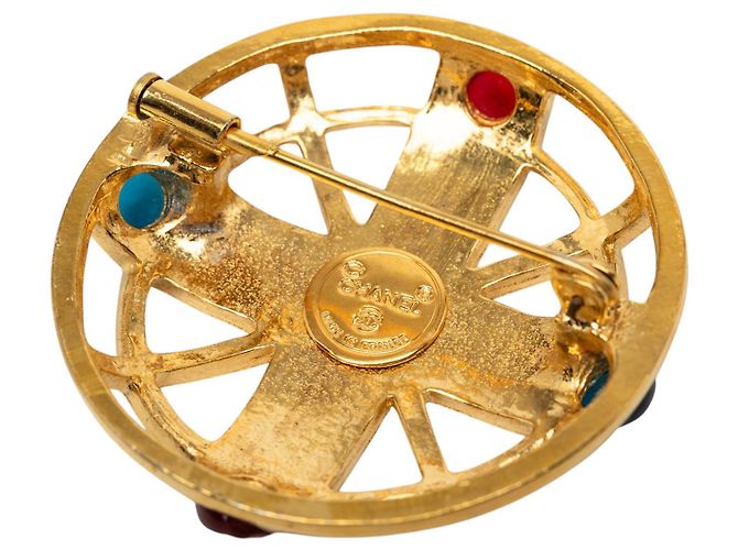 Spilla Gripoix Chanel Gold CC placcata oro D'oro - vista 3