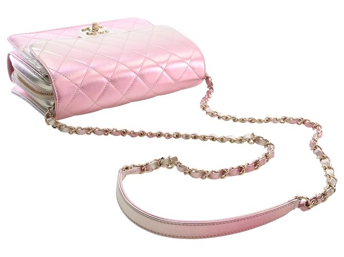 Chanel Rosa Large Quilted Gradient Metallic Lambskin Like A Wallet Flap - vista 10