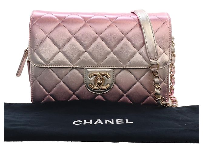 Chanel Rosa Large Quilted Gradient Metallic Lambskin Like A Wallet Flap - vista 11
