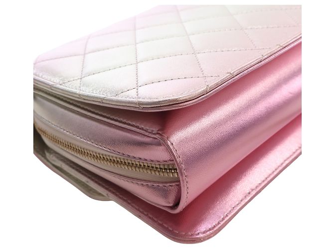 Chanel Rosa Large Quilted Gradient Metallic Lambskin Like A Wallet Flap - vista 6
