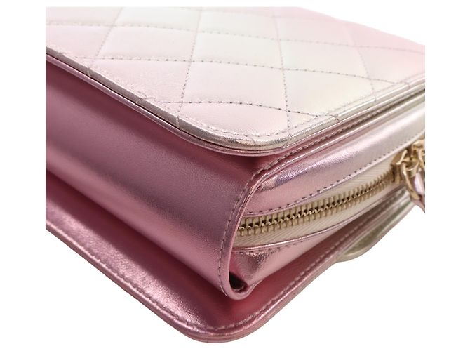 Chanel Rosa Large Quilted Gradient Metallic Lambskin Like A Wallet Flap - vista 7