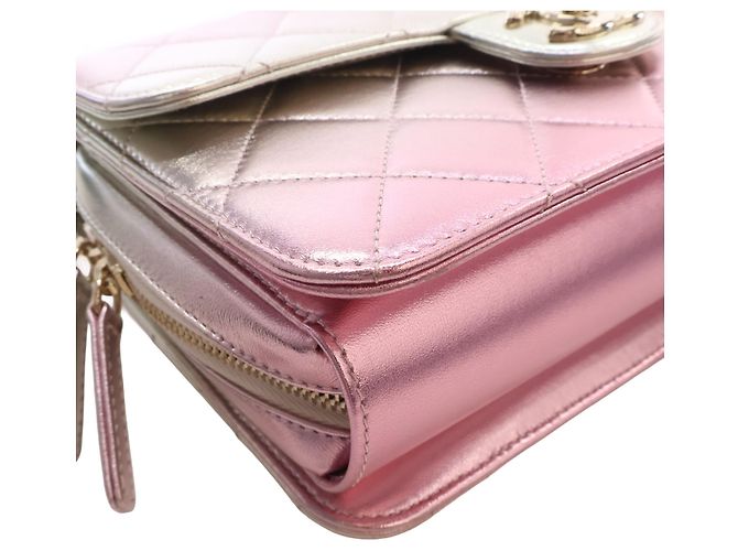 Chanel Rosa Large Quilted Gradient Metallic Lambskin Like A Wallet Flap - vista 9