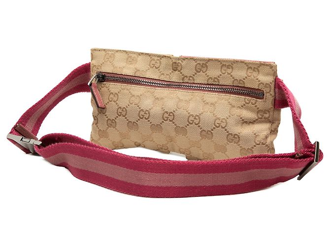 Gucci Beige GG Canvas Web Gürteltasche mit zwei Taschen - Ansicht 2