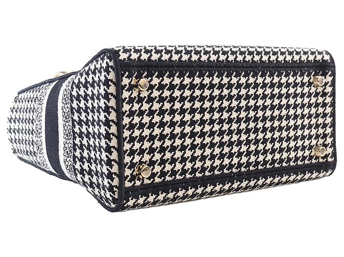Dior Black Medium Embroidered Canvas Houndstooth Lady D Lite Schwarz - Ansicht 10