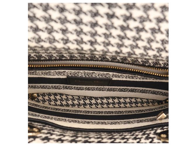 Dior Black Medium Embroidered Canvas Houndstooth Lady D Lite Schwarz - Ansicht 11