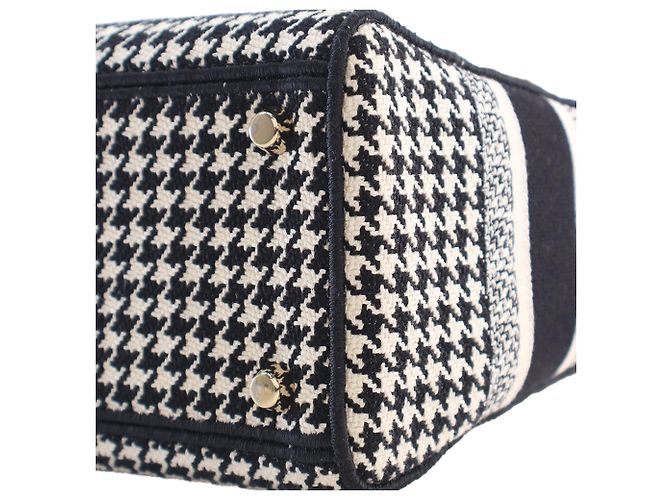 Dior Black Medium Embroidered Canvas Houndstooth Lady D Lite Schwarz - Ansicht 13