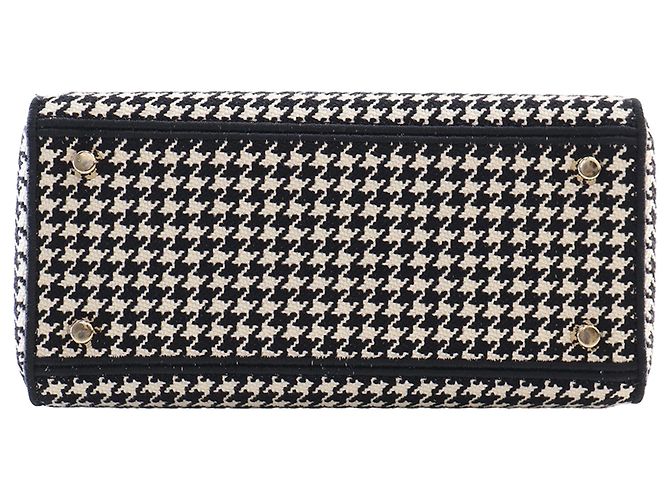 Dior Black Medium Embroidered Canvas Houndstooth Lady D Lite Schwarz - Ansicht 5