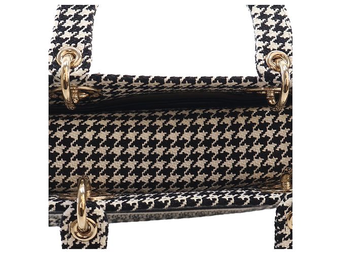 Dior Black Medium Embroidered Canvas Houndstooth Lady D Lite Schwarz - Ansicht 6