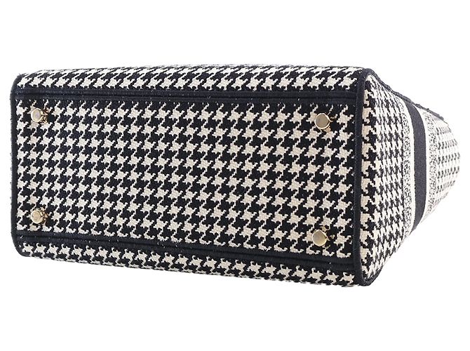 Dior Black Medium Embroidered Canvas Houndstooth Lady D Lite Schwarz - Ansicht 9