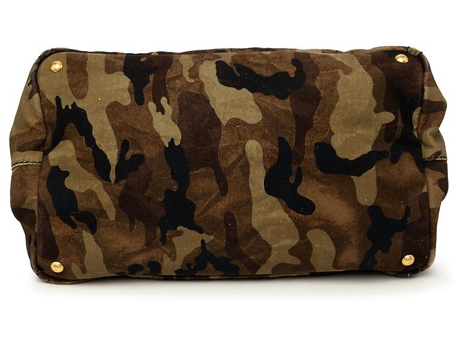 Prada Große Tote aus Canapa Camouflage Stampata Canvas Braun Khaki - Ansicht 3
