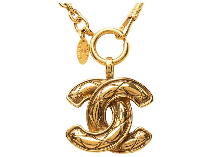 Collana con pendente matelassé Chanel Gold CC placcato oro D'oro - vista 2