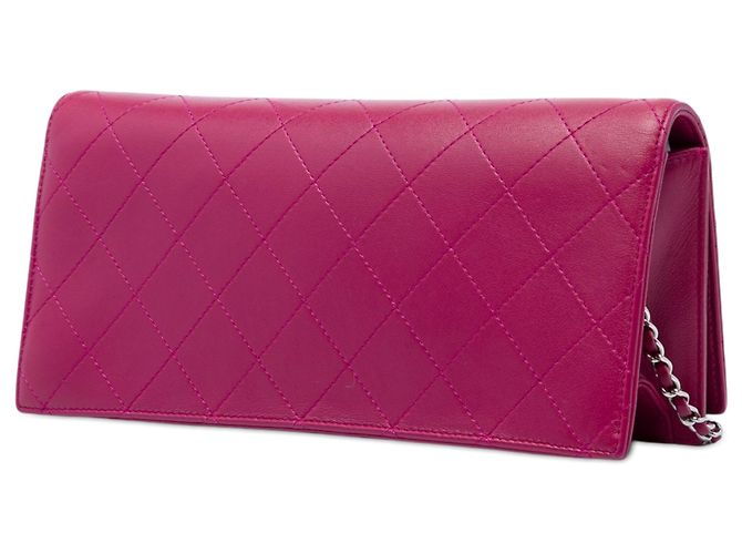 Chanel 19 Clutch on Chain em pele de cordeiro acolchoada rosa - vista 2