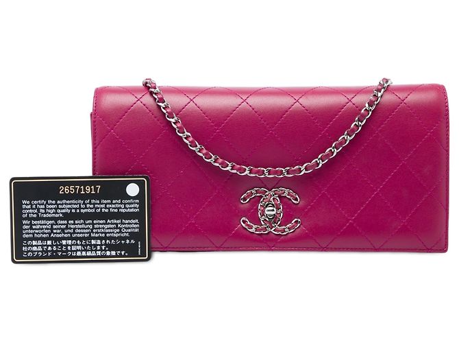 Chanel 19 Clutch on Chain em pele de cordeiro acolchoada rosa - vista 6