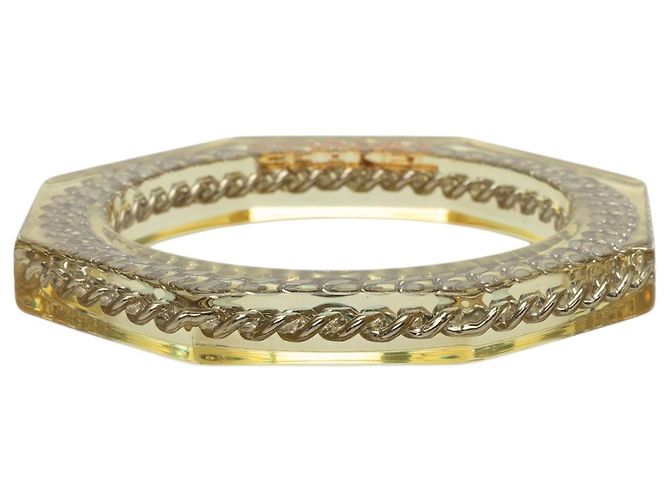 Bracciale ottagonale Chanel in resina bianca e placcato oro Bianco Crudo - vista 3