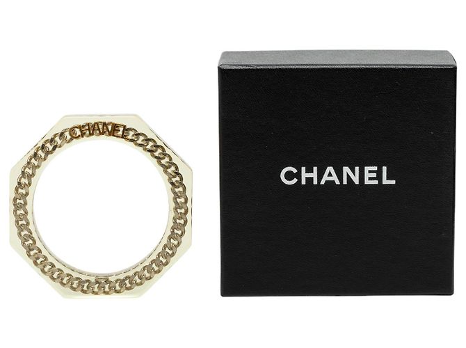 Bracciale ottagonale Chanel in resina bianca e placcato oro Bianco Crudo - vista 6