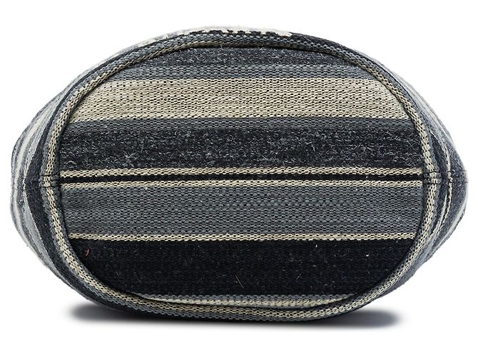 Borsa a secchiello Deauville a coulisse in tela grigia e lana a righe Chanel Marrone Grigio antracite - vista 3