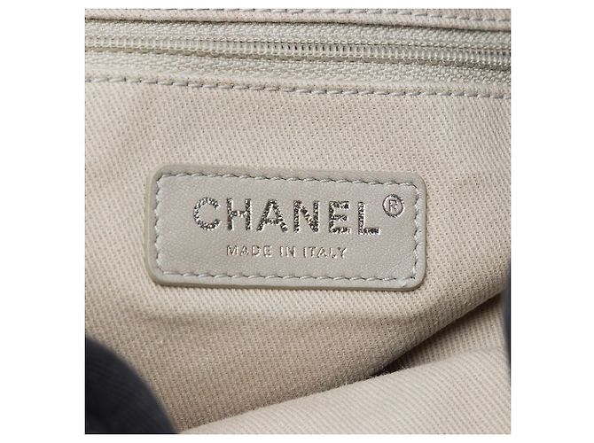 Borsa a secchiello Deauville a coulisse in tela grigia e lana a righe Chanel Marrone Grigio antracite - vista 5