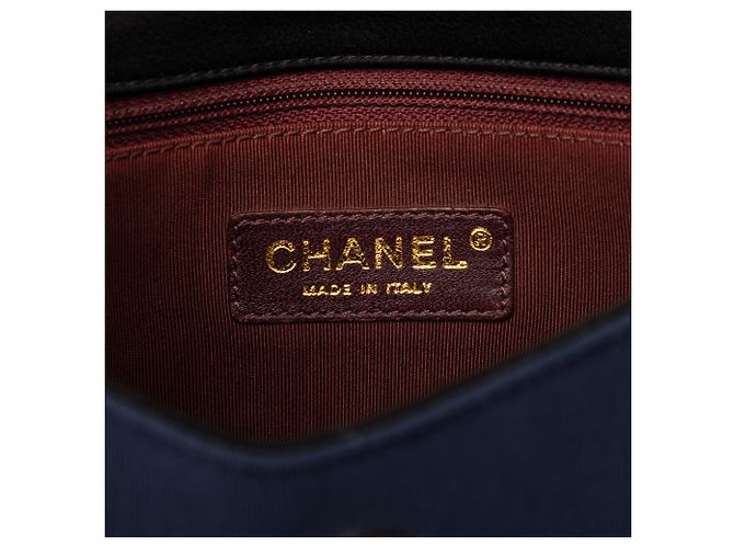 Chanel Blue Small Bicolor Quilted Grosgrain Satin Small Mademoiselle Double Flap - vista 5