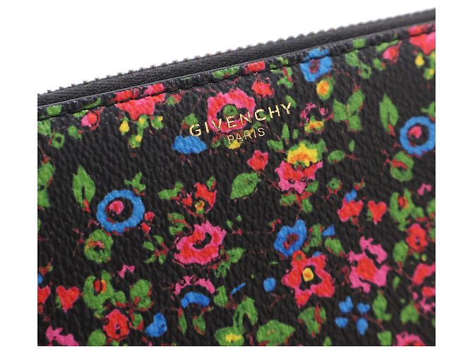 Givenchy Black Leather Floral Print Zip Around Wallet - view 10