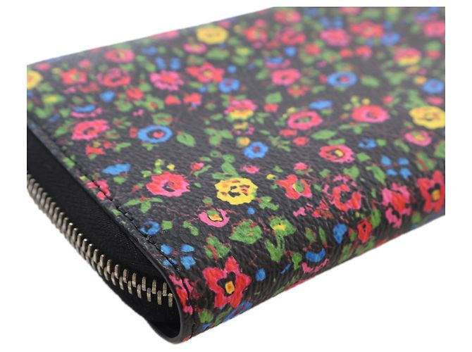 Givenchy Black Leather Floral Print Zip Around Wallet - view 11