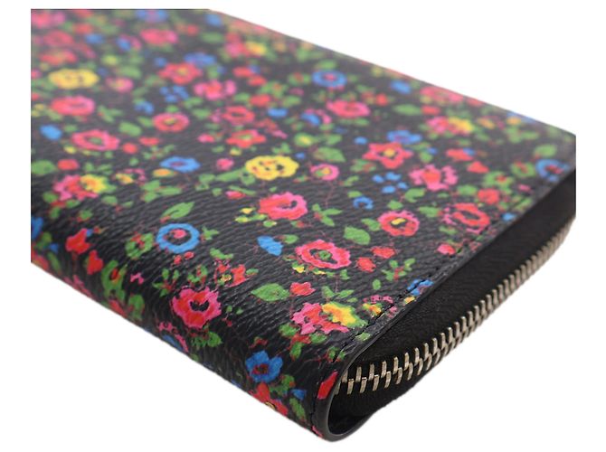 Givenchy Black Leather Floral Print Zip Around Wallet - view 12