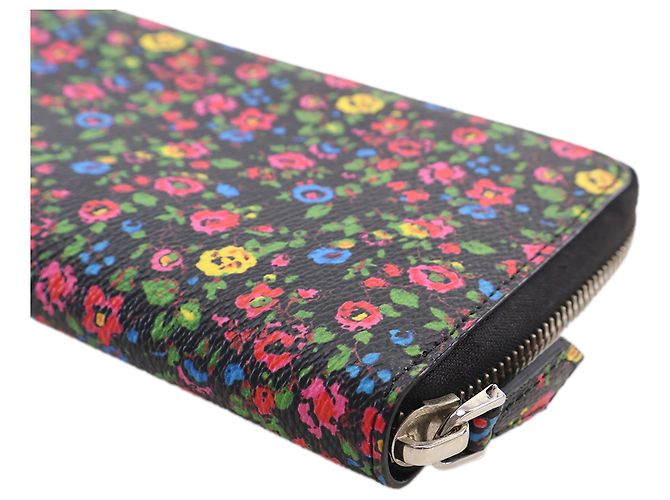 Givenchy Black Leather Floral Print Zip Around Wallet - view 13