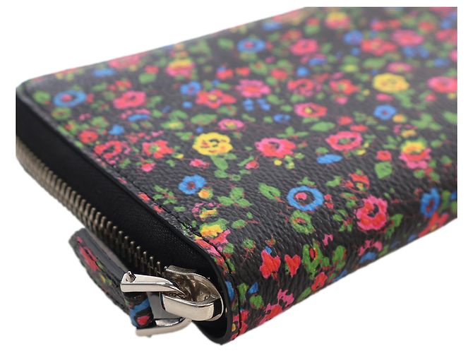 Givenchy Black Leather Floral Print Zip Around Wallet - view 14