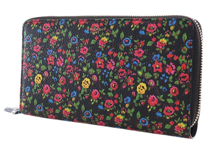 Givenchy Black Leather Floral Print Zip Around Wallet - view 2