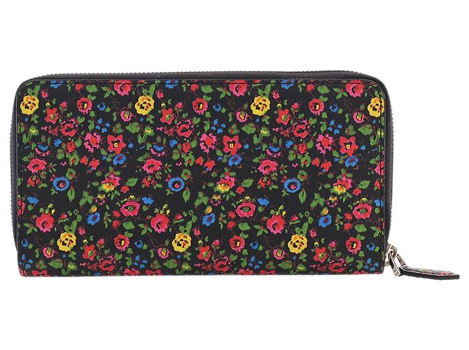 Givenchy Black Leather Floral Print Zip Around Wallet - view 4