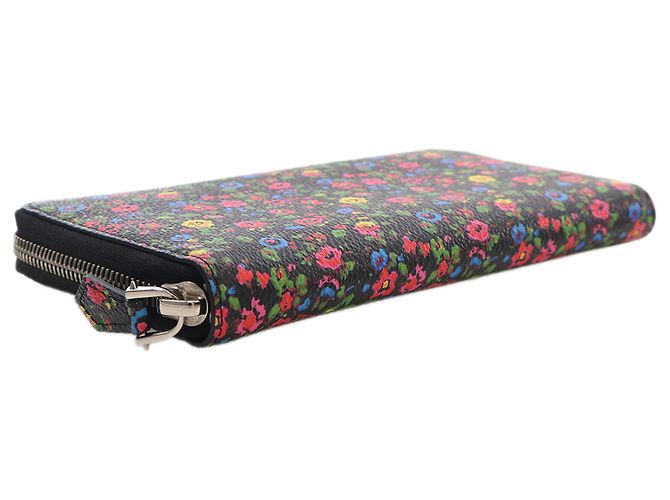Givenchy Black Leather Floral Print Zip Around Wallet - view 6