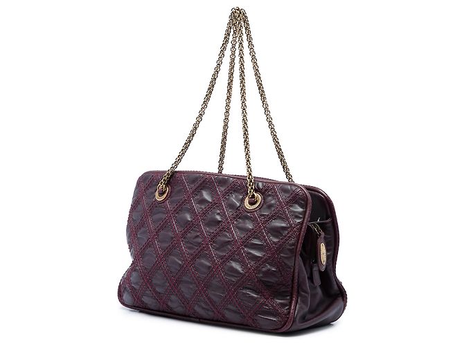 Borsa a tracolla Chanel Red CC Quilted Calfskin Triptych Rosso Bordò - vista 2